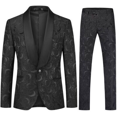 ALLTHEMEN Costume Homme Deux Pièces pour Homme (Veste + Pantalon) Veste à Col Shawl Imprimé Un Bouton Noir Noir - Publicité ALLTHEMEN Costume Homme Deux Pièces pour Homme (Veste + Pantalon) Veste à Col Shawl Imprimé Un Bouton Noir Noir - Publicité