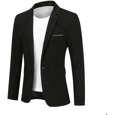 Allthemen Blazer Homme Un Bouton en Coton Stretch Slim Fit Veste de Costume Casual Légère Noir Noir - Publicité Allthemen Blazer Homme Un Bouton en Coton Stretch Slim Fit Veste de Costume Casual Légère Noir Noir - Publicité