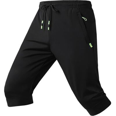 INSFITY Pantacourt Sport Homme Ete Stretch Coupe Ample Pantalon Court Respirant Couleur Unie Tissu Confortable - Noir Noir - Publicité INSFITY Pantacourt Sport Homme Ete Stretch Coupe Ample Pantalon Court Respirant Couleur Unie Tissu Confortable - Noir Noir - Publicité