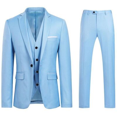Allthemen Costumes Hommes 3 Pièces Mariage Un Bouton Slim Fit Vests de Smoking Couleur Pure FormelBleu Ciel Bleu - Publicité Allthemen Costumes Hommes 3 Pièces Mariage Un Bouton Slim Fit Vests de Smoking Couleur Pure FormelBleu Ciel Bleu - Publicité