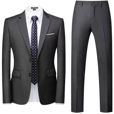 Allthemen Costume Homme Tailleur 2 Pièces Slim Fit Veste de Smoking Mariage Casual Deux Boutons Formel Gris Gris - Publicité Allthemen Costume Homme Tailleur 2 Pièces Slim Fit Veste de Smoking Mariage Casual Deux Boutons Formel Gris Gris - Publicité