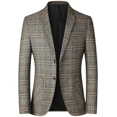 INSFITY Blazer Homme Veste De Costume Carreaux Regular Fit Casual Veston Elégant Deux Boutons Pour Mariage Business - Kaki Gris - Publicité INSFITY Blazer Homme Veste De Costume Carreaux Regular Fit Casual Veston Elégant Deux Boutons Pour Mariage Business - Kaki Gris - Publicité