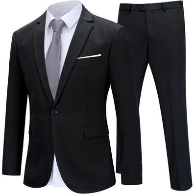 Allthemen Costume Homme Formel 2 pièces Un Bouton Slim Fit Veste Couleur Uni daffaire Noir Noir - Publicité Allthemen Costume Homme Formel 2 pièces Un Bouton Slim Fit Veste Couleur Uni daffaire Noir Noir - Publicité
