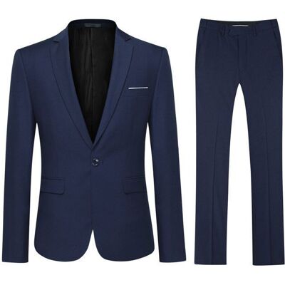 Allthemen Costume Homme Formel 2 pièces Un Bouton Slim Fit Veste Couleur Uni daffaire Bleu Bleu - Publicité Allthemen Costume Homme Formel 2 pièces Un Bouton Slim Fit Veste Couleur Uni daffaire Bleu Bleu - Publicité