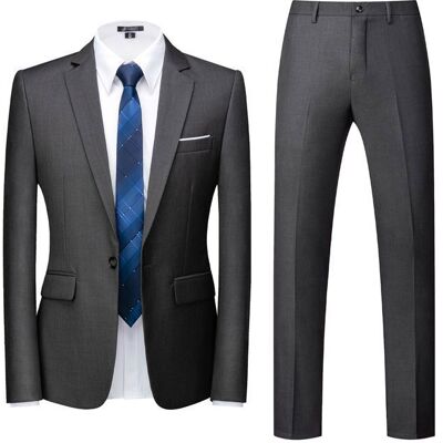 Allthemen Costume Homme Mariage 2 Pièces Slim Fit Smoking Un Bouton Couleur Pure Formel Veste et Pantalon Gris Gris - Publicité Allthemen Costume Homme Mariage 2 Pièces Slim Fit Smoking Un Bouton Couleur Pure Formel Veste et Pantalon Gris Gris - Publicité