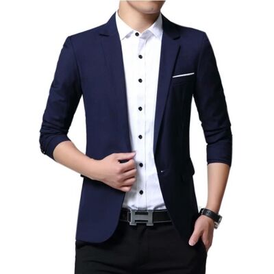 FONDUPIN Blazer Homme Slim Fit Veste de Costume HommeVeste de Smoking Homme Simple Poitrine Bouton pour Mariage Business Fête-Bleu Marine Bleu - Publicité FONDUPIN Blazer Homme Slim Fit Veste de Costume HommeVeste de Smoking Homme Simple Poitrine Bouton pour Mariage Business Fête-Bleu Marine Bleu - Publicité