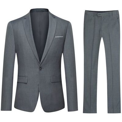 Allthemen Costume Homme Formel 2 pièces Un Bouton Slim Fit Veste Couleur Uni daffaire Gris Gris - Publicité Allthemen Costume Homme Formel 2 pièces Un Bouton Slim Fit Veste Couleur Uni daffaire Gris Gris - Publicité