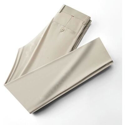 INSFITY Pantalon Costume Homme Léger Coupe Droite Sans Pince Pantalon Habillé Ete Stretch Couleur Unie Confortable - Kaki Blanc - Publicité INSFITY Pantalon Costume Homme Léger Coupe Droite Sans Pince Pantalon Habillé Ete Stretch Couleur Unie Confortable - Kaki Blanc - Publicité