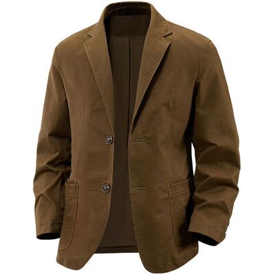 INSFITY Blazer Couleur unie Homme en Coton Casual Mi-saison - Marron Marron - Publicité INSFITY Blazer Couleur unie Homme en Coton Casual Mi-saison - Marron Marron - Publicité