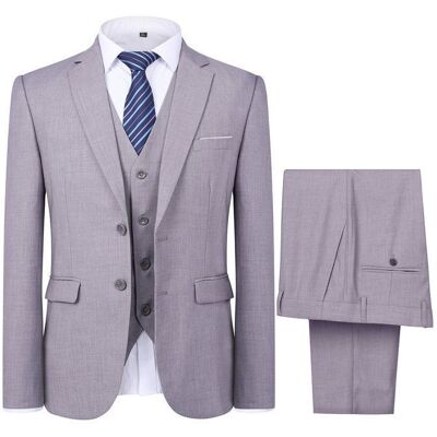 Allthemen Costume Hommes 3 Piece Deux Boutons Blazer Gilet Pantalon Casual pour Mariage Gris Clair Gris - Publicité Allthemen Costume Hommes 3 Piece Deux Boutons Blazer Gilet Pantalon Casual pour Mariage Gris Clair Gris - Publicité