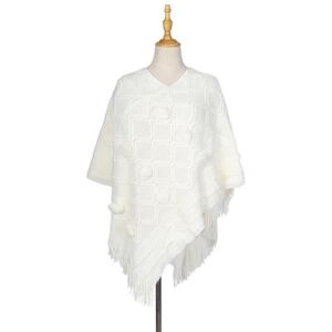 Poncho Femmes - FUNMOON - Cachemire - Tricoté - Hiver - Blanc Blanc - Publicité Poncho Femmes - FUNMOON - Cachemire - Tricoté - Hiver - Blanc Blanc - Publicité