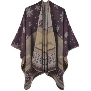 Poncho Femme INSFITY - Imprimé Châle Jacquard - Motif Noël - Automne/Hiver - Café - Publicité Poncho Femme INSFITY - Imprimé Châle Jacquard - Motif Noël - Automne/Hiver - Café - Publicité