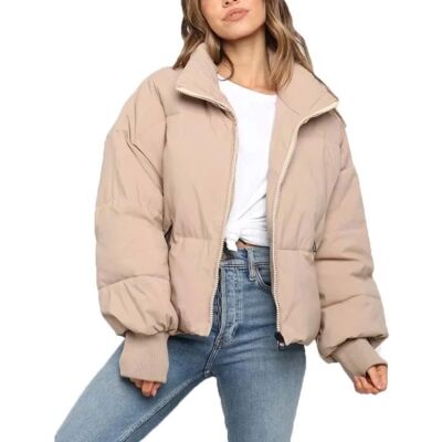 LEOCLOTHO Doudoune Femme Doudoune Femme Col Montant Doudoune Femme unie avec Poches Doudoune Femme Courte Ample–Kaki Beige - Publicité LEOCLOTHO Doudoune Femme Doudoune Femme Col Montant Doudoune Femme unie avec Poches Doudoune Femme Courte Ample–Kaki Beige - Publicité