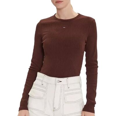 T-Shirt Manches Longues Marron Femme Tommy Hilfiger Essentials Marron - Publicité T-Shirt Manches Longues Marron Femme Tommy Hilfiger Essentials Marron - Publicité
