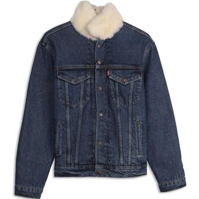 Levi's Original Levis Sherpa Ex-Boyfriend Trucker Jacket Femme - Bleu Foncé Bleu - Publicité Levi's Original Levis Sherpa Ex-Boyfriend Trucker Jacket Femme - Bleu Foncé Bleu - Publicité