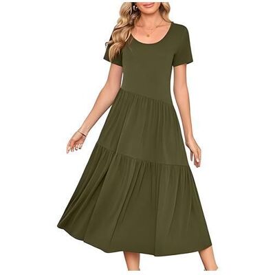 BELURING Robe Maxi Longue Femme Été Manches Courtes avec Poches Coupe Fluide Chic et Élégante Tissu Respirant Coton Vert Taille XL Vert - Publicité BELURING Robe Maxi Longue Femme Été Manches Courtes avec Poches Coupe Fluide Chic et Élégante Tissu Respirant Coton Vert Taille XL Vert - Publicité