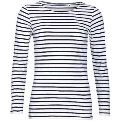 SOL'S T-shirt rayé marinière - SOLS - 01403 - Femme - Manches longues - Bleu - Col arrondi Bleu - Publicité SOL'S T-shirt rayé marinière - SOLS - 01403 - Femme - Manches longues - Bleu - Col arrondi Bleu - Publicité