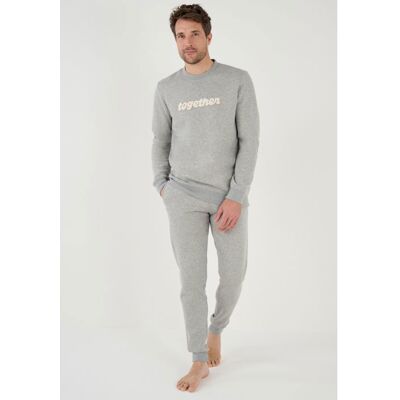 Damart - Sweatshirt Thermolactyl en molleton - Gris Chiné Gris - Publicité Damart - Sweatshirt Thermolactyl en molleton - Gris Chiné Gris - Publicité