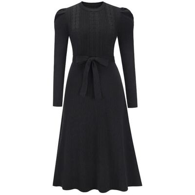 INSFITY Robe en Tricot Femme Mi-longue Slim Fit Manches Longues Robe Pull Col Rond Avec Ceinture Noir - Publicité INSFITY Robe en Tricot Femme Mi-longue Slim Fit Manches Longues Robe Pull Col Rond Avec Ceinture Noir - Publicité