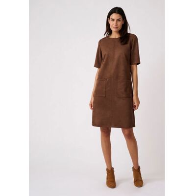 Damart - Robe droite suédine - Marron Marron - Publicité Damart - Robe droite suédine - Marron Marron - Publicité