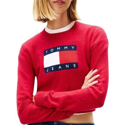 Pull Rouge Femme Tommy Hilfiger Tjw Sparkle Flag Rouge - Publicité Pull Rouge Femme Tommy Hilfiger Tjw Sparkle Flag Rouge - Publicité
