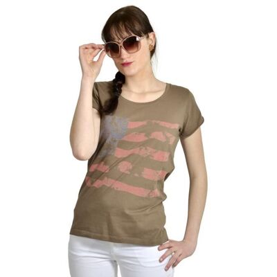 Tee shirt manches courtes femme imprimé B.YOUNG Marron - Publicité Tee shirt manches courtes femme imprimé B.YOUNG Marron - Publicité