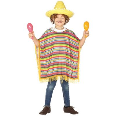 Costume enfant poncho mexicain - Costume de poncho mexicain pour enfants - Design rayé multicolore - Pour enfants 7-9 ans - Publicité Costume enfant poncho mexicain - Costume de poncho mexicain pour enfants - Design rayé multicolore - Pour enfants 7-9 ans - Publicité