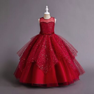 INSFITY Robe Cérémonie Longue Fille en Tulle Robe de Princesse Soirée Mariage Sans Manches Pour Anniversaire Fête - Rouge Rouge - Publicité INSFITY Robe Cérémonie Longue Fille en Tulle Robe de Princesse Soirée Mariage Sans Manches Pour Anniversaire Fête - Rouge Rouge - Publicité