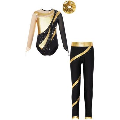 zdhoor 3 Pcs Fille Justaucorps Legging Gymnastique Chouchou Cheveux - Strass - Or - Patinage Artistique Danse pour Enfant 5-16 Ans Noir - Publicité zdhoor 3 Pcs Fille Justaucorps Legging Gymnastique Chouchou Cheveux - Strass - Or - Patinage Artistique Danse pour Enfant 5-16 Ans Noir - Publicité