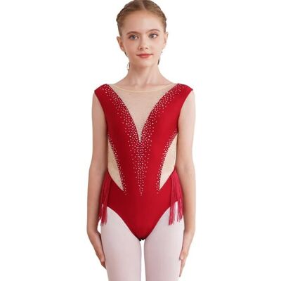 Aislor Fille Tenue Patinage Artistique Enfant Justaucorps Danse Latine Strass Brillant Costume Spectacle 5-16 Ans Rouge - Publicité Aislor Fille Tenue Patinage Artistique Enfant Justaucorps Danse Latine Strass Brillant Costume Spectacle 5-16 Ans Rouge - Publicité