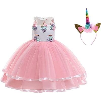 FONDUPIN Robe Licorne Enfant de Princesse Robes Fille Robe de Princesse avec Licorne Unicorn Party-ROSE Rose - Publicité FONDUPIN Robe Licorne Enfant de Princesse Robes Fille Robe de Princesse avec Licorne Unicorn Party-ROSE Rose - Publicité