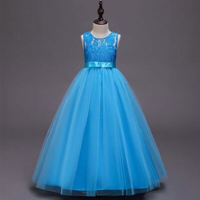 INSFITY Robe Princesse Cérémonie Fille en Dentelle Sans Manches Robe Longue Tullle Pour Pour Soirée Bal Mariage - Bleu Bleu - Publicité INSFITY Robe Princesse Cérémonie Fille en Dentelle Sans Manches Robe Longue Tullle Pour Pour Soirée Bal Mariage - Bleu Bleu - Publicité