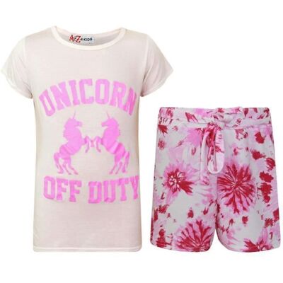 Enfants Filles Unicorn Off Duty Imprimé Haut et shorts 7-13 Ans Rose - Publicité Enfants Filles Unicorn Off Duty Imprimé Haut et shorts 7-13 Ans Rose - Publicité
