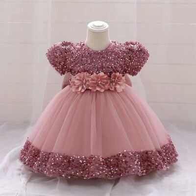 INSFITY Robe Princesse Bébé Fille Manches Courtes Paillettes pour Mariage Cérémonie - Rose Rose - Publicité INSFITY Robe Princesse Bébé Fille Manches Courtes Paillettes pour Mariage Cérémonie - Rose Rose - Publicité