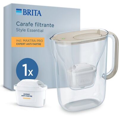 Carafe filtrante BRITA - Style Essential Sable - Capacité 2 4L dont 1 4L deau filtrée - 1 mois MAXTRA PRO EXPERT ANTI-TARTRE Beige - Publicité Carafe filtrante BRITA - Style Essential Sable - Capacité 2 4L dont 1 4L deau filtrée - 1 mois MAXTRA PRO EXPERT ANTI-TARTRE Beige - Publicité