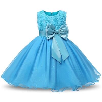 INSFITY Robe Cérémonie Princesse Bébé-Fille Sans Manches en Tulle Robe de Bal Avec Ceinture Noeud Papillon - Bleu Bleu - Publicité INSFITY Robe Cérémonie Princesse Bébé-Fille Sans Manches en Tulle Robe de Bal Avec Ceinture Noeud Papillon - Bleu Bleu - Publicité