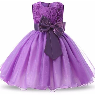 INSFITY Robe Cérémonie Princesse Bébé-Fille Sans Manches en Tulle Robe de Bal Avec Ceinture Noeud Papillon - Violet Violet - Publicité INSFITY Robe Cérémonie Princesse Bébé-Fille Sans Manches en Tulle Robe de Bal Avec Ceinture Noeud Papillon - Violet Violet - Publicité