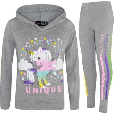 Survêtement Enfant Fille Licorne Arc-en-ciel - Gris - Manches Longues - Haut Encapuchonné et Legging - 7-13 Ans Gris - Publicité Survêtement Enfant Fille Licorne Arc-en-ciel - Gris - Manches Longues - Haut Encapuchonné et Legging - 7-13 Ans Gris - Publicité