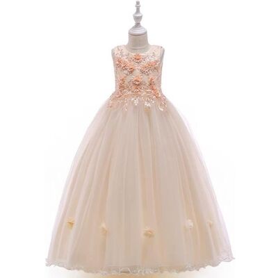 INSFITY Robes Longue de Cérémonie Princesse Fille en Dentelle Sans Manches Robe Brodée de Soirée Mariage 4-14 Ans Beige - Publicité INSFITY Robes Longue de Cérémonie Princesse Fille en Dentelle Sans Manches Robe Brodée de Soirée Mariage 4-14 Ans Beige - Publicité