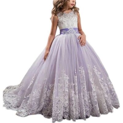 INSFITY Robes de Cérémonie Princesse Fille en Dentelle Sans Manches Robe Brodée Longue de Soirée Mariage 5-14 Ans - Violet Violet - Publicité INSFITY Robes de Cérémonie Princesse Fille en Dentelle Sans Manches Robe Brodée Longue de Soirée Mariage 5-14 Ans - Violet Violet - Publicité