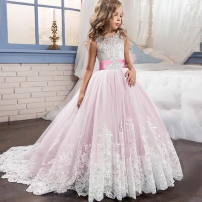 INSFITY Robes de Cérémonie Princesse Fille en Dentelle Sans Manches Robe Brodée Longue de Soirée Mariage 5-14 Ans Rose - Publicité INSFITY Robes de Cérémonie Princesse Fille en Dentelle Sans Manches Robe Brodée Longue de Soirée Mariage 5-14 Ans Rose - Publicité