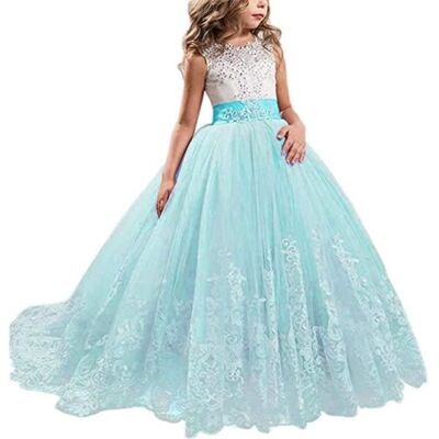 INSFITY Robes de Cérémonie Princesse Fille en Dentelle Sans Manches Robe Brodée Longue de Soirée Mariage 5-14 Ans - Vert Vert - Publicité INSFITY Robes de Cérémonie Princesse Fille en Dentelle Sans Manches Robe Brodée Longue de Soirée Mariage 5-14 Ans - Vert Vert - Publicité