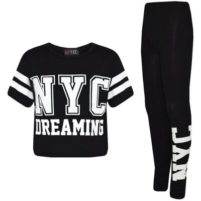 Ensemble Haut court et Legging à imprimé NYC Dreaming pour fille 7-13 ans Noir - Publicité Ensemble Haut court et Legging à imprimé NYC Dreaming pour fille 7-13 ans Noir - Publicité