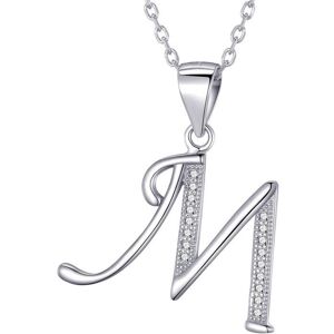WASDK Kewin 45 cm Collier femme pendentif - M - lettres argent 925 avec zircons blancs - Publicité WASDK Kewin 45 cm Collier femme pendentif - M - lettres argent 925 avec zircons blancs - Publicité