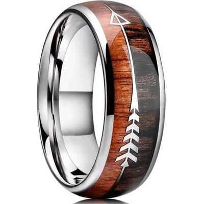 Zense - Bague pour homme façon boisée en acier avec flèche ZR0173 - Publicité Zense - Bague pour homme façon boisée en acier avec flèche ZR0173 - Publicité
