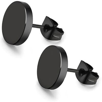 Zense - Boucles doreilles plates et rondes en acier de couleur noir ZE0073 - Publicité Zense - Boucles doreilles plates et rondes en acier de couleur noir ZE0073 - Publicité