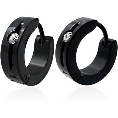 Boucles doreilles homme - ZENSE - Acier inoxydable noires pierre Zirconium - Hauteur 120cm Largeur 040cm - ZE0005-A - Publicité Boucles doreilles homme - ZENSE - Acier inoxydable noires pierre Zirconium - Hauteur 120cm Largeur 040cm - ZE0005-A - Publicité