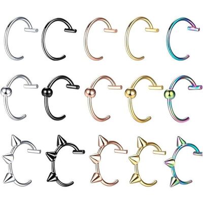 AUTREMENT Lot de 15 Faux Piercings Gothique-Punk - Styles Labiaux Multicolores en Acier Inoxydable sans Perçage FAUX PIERCING - Publicité AUTREMENT Lot de 15 Faux Piercings Gothique-Punk - Styles Labiaux Multicolores en Acier Inoxydable sans Perçage FAUX PIERCING - Publicité