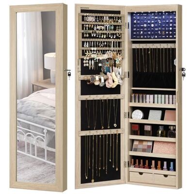 SONGMICS Armoire à Bijoux avec Miroir pour Colliers Boucles d’Oreilles Verrouillable Couleur Chêne JJC093M01 Beige - Publicité SONGMICS Armoire à Bijoux avec Miroir pour Colliers Boucles d’Oreilles Verrouillable Couleur Chêne JJC093M01 Beige - Publicité