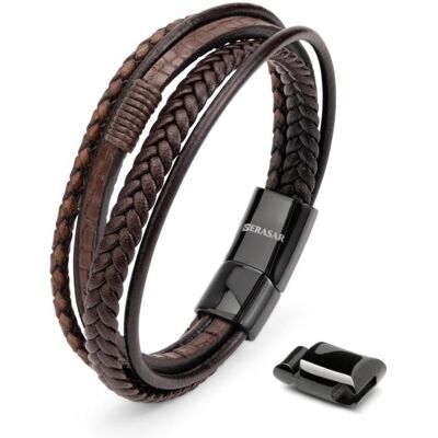 Bracelet en Cuir pour Homme SERASAR B046-23 Marron Bijoux élégants et à la mode cadeau danniversaire parfait pour frère - Publicité Bracelet en Cuir pour Homme SERASAR B046-23 Marron Bijoux élégants et à la mode cadeau danniversaire parfait pour frère - Publicité